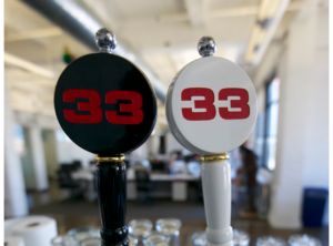 Beer taps at the 33Across office